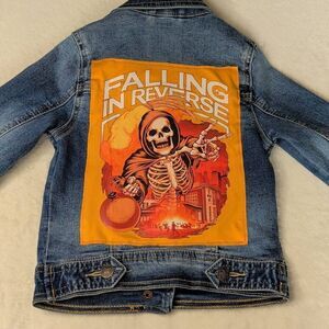 Falling In Reverse toddlers upcycled denim jacket from Copper Key size 2t